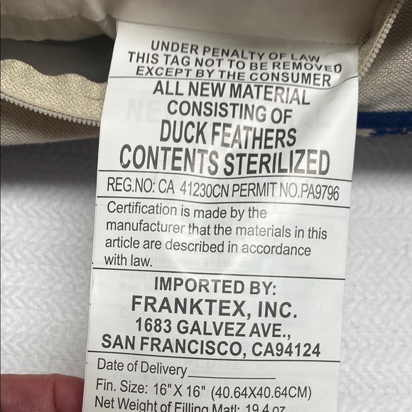 Blue and Cream Striped Accent Pillow - Picture 5 of 11